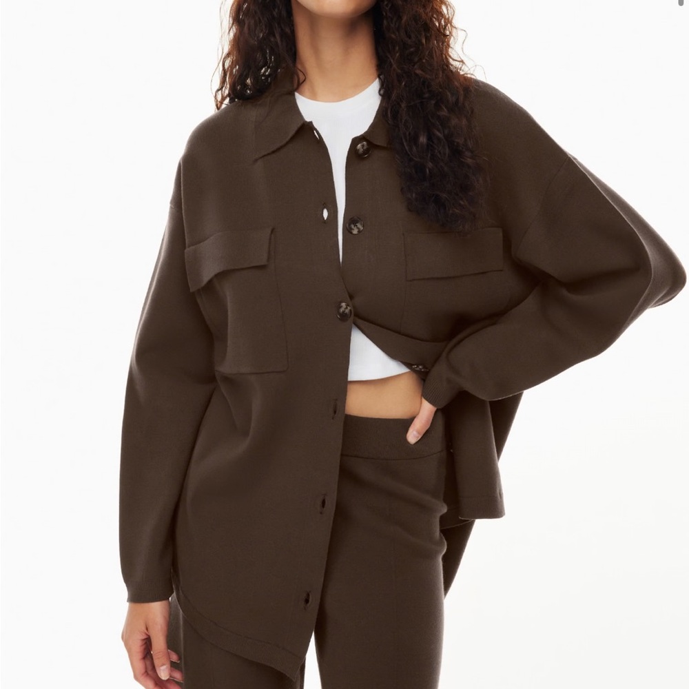 Aritzia Wilfred Free Ronnie Sweater Jacket in Taupe